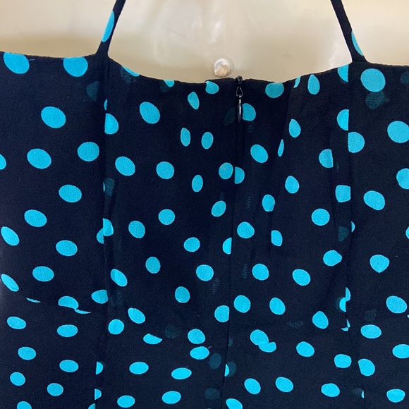 Nine West Black Turquoise PolkaDot Silk Dress Sz 4 - Picture 5 of 12